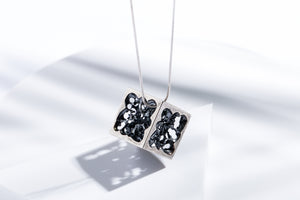 Blackened silver pendant with chain "Cube"