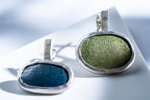 Silver earrings with enamel "Meadow & lake"