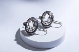 Silver earrings with gold details & rock crystal