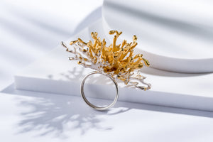 Silver gold plated ring "Coral"