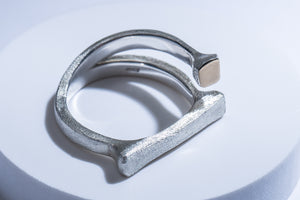 Silver ring with gold detail "Tubeii"