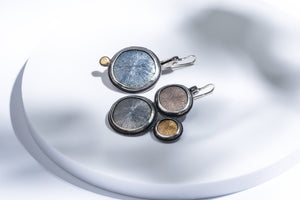 Silver earrings with gold details & enamel