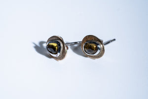 Silver gold earrings with yellow sapphires