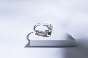 Silver ring with tourmaline stone