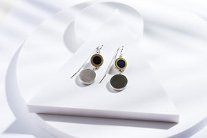 Silver gold plated earrings with ebony details