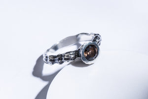 Silver ring with smoky quartz