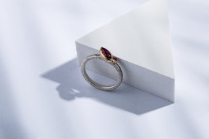 Silver ring "Flower" with gold details tourmaline stone & pink sapphire