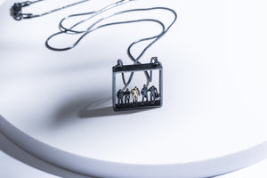 Oxidized silver with gold details necklace & pendant